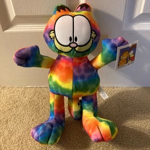 Brand New With Tags Rainbow/ Tie-Dye Garfield Plush